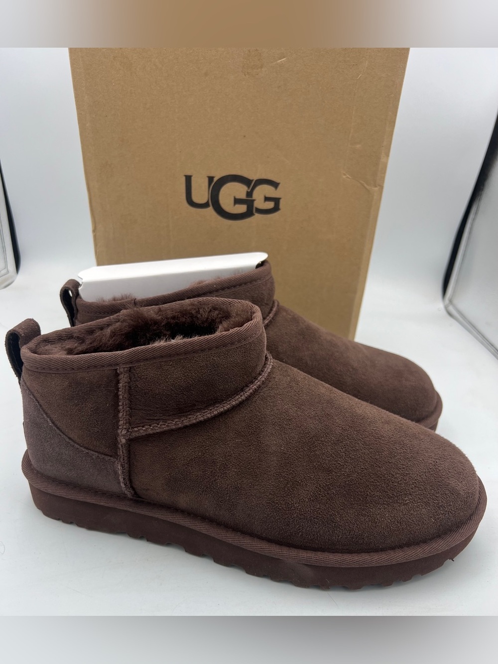 UGG Ultra Mini Classic Shearling Suede Boot Brown Women’s Size US 9 EU40 NEW/Box